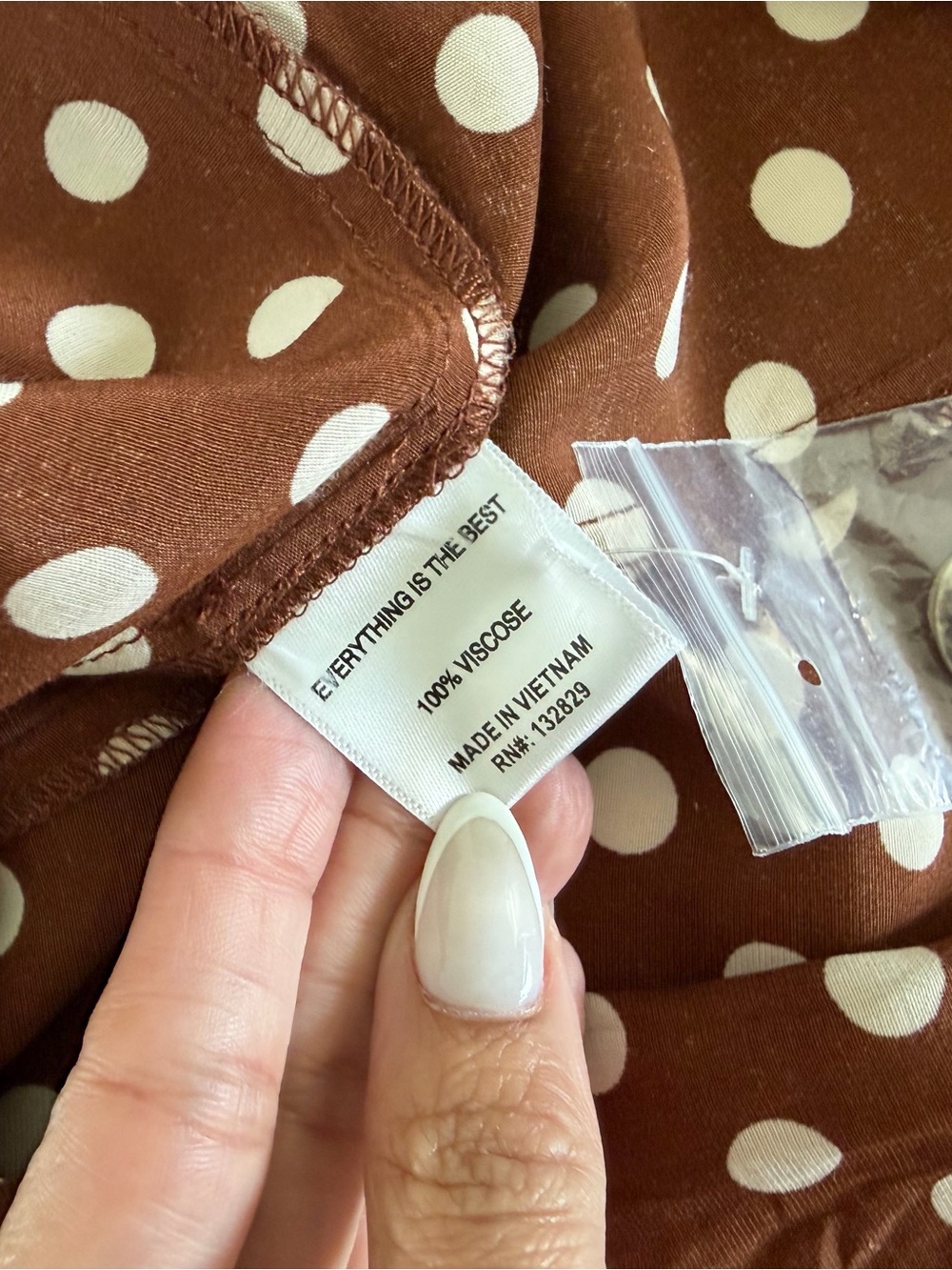 NEVER WORN**LPA Brown and White Polka Dot Wrap Midi Dress - Picture 13 of 13